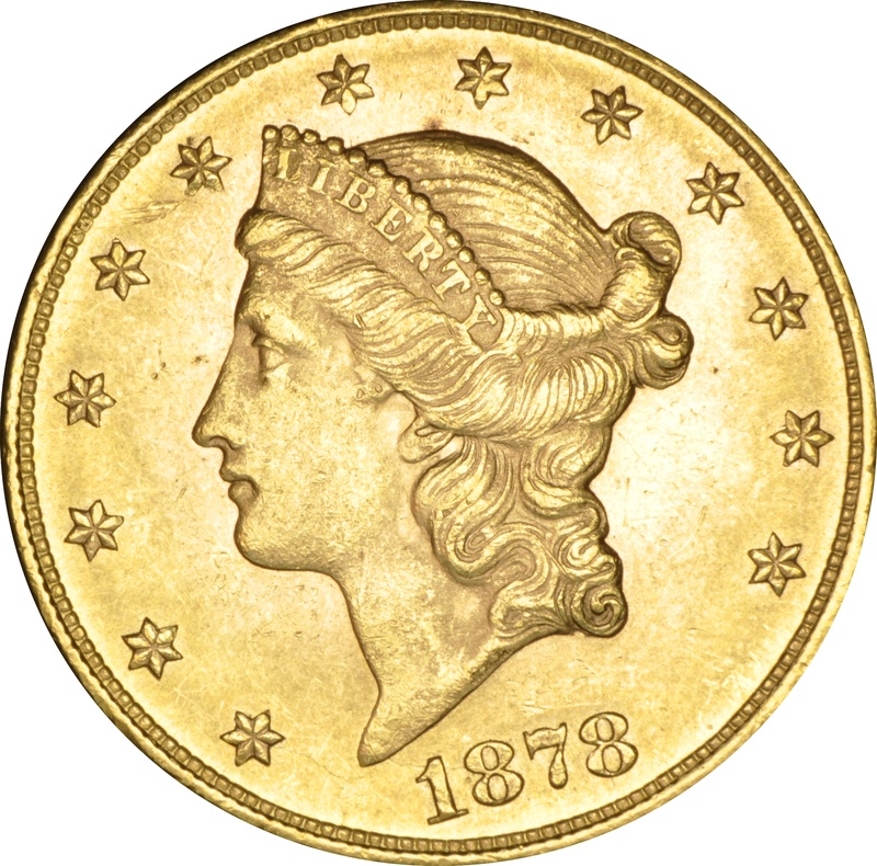 1878 $20 Double Eagle Liberty Head Gold Coin, Philadelphia - $2,607