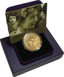 2006 - Gold Five Pound Proof Coin, Queen Elizabeth II 80th