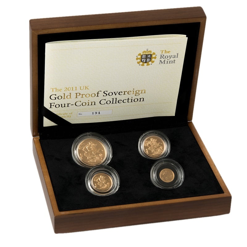 2011 Gold Proof Sovereign Four Coin Set smaller Boxed 2 985