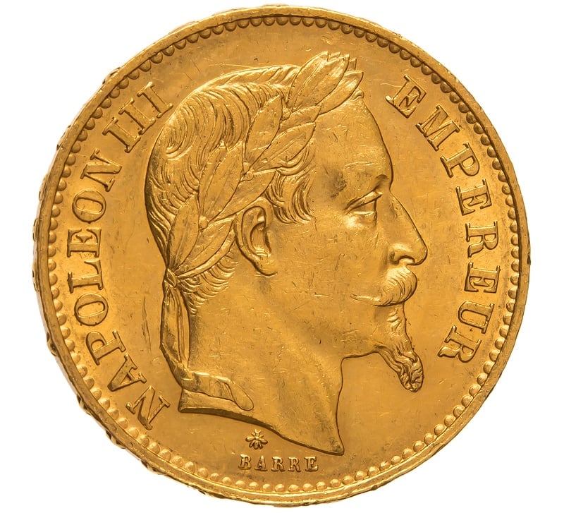 Buy 1869 Gold Twenty French Franc Coin | from BullionByPost - From $446.70