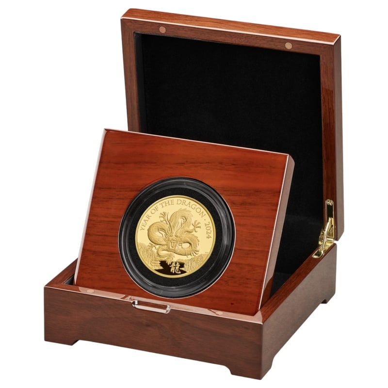 2024 Lunar Dragon Proof 5oz Gold Coin | BullionByPost - From $16,065