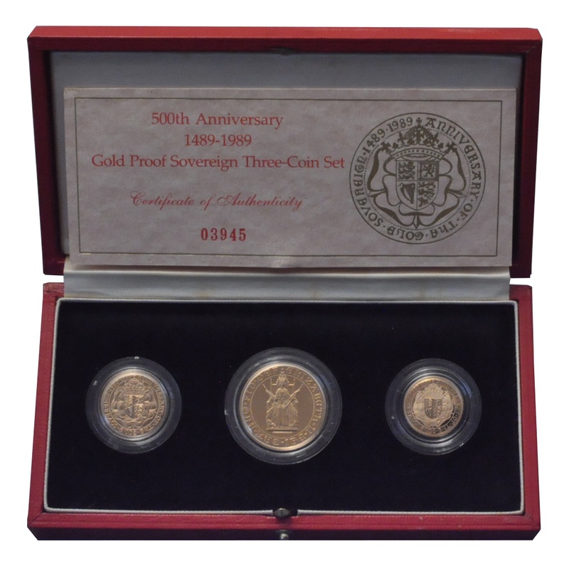 1989 Gold Proof Sovereign Three Coin Set - 500th Anniversary